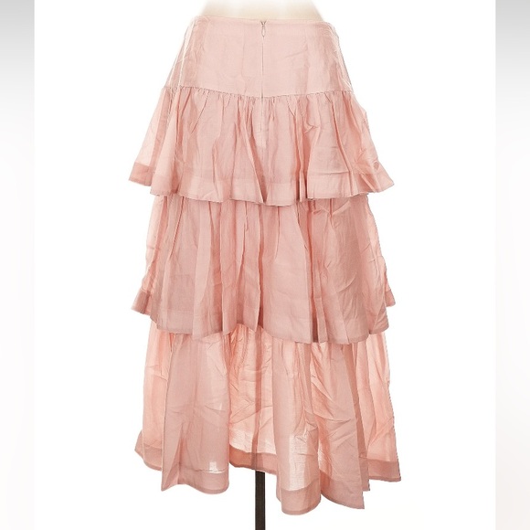 ANTONIO MELANI Elvira Mauve Pink Ruffle Tiered Lyocell Skirt - Picture 4 of 10